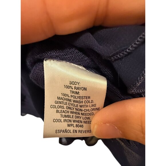 Maison Jules Womens XL Sheer Cardigan With Ruffle Hem & Pockets In Navy Blue Lig - Picture 7 of 7